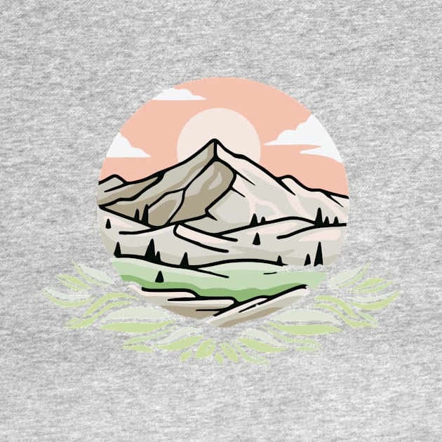 Modern Icon in Flat Design Concept Landscape Mountain by Protshirtdesign